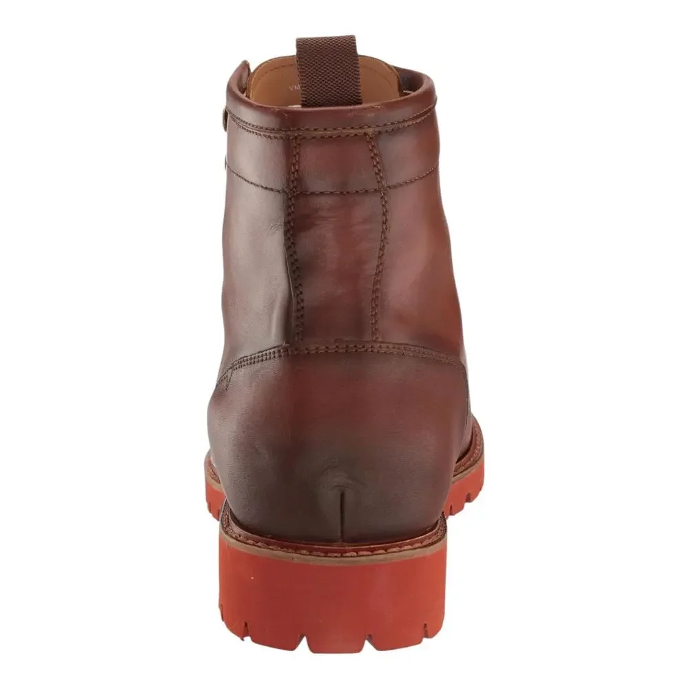 Vince Camuto Men's Kameil Leather Waterproof Lace Up Boots Reddish Brown Size 10